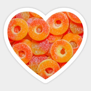 Sour Gummy Peach Rings and Slices Candy Photo Heart Sticker